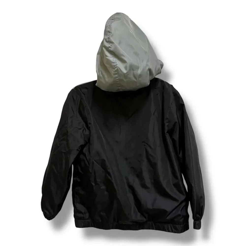 Xersion Boys Jacket Gray Black Neon Green‎ XS 6 7 Full Zip Windbreaker Fleece